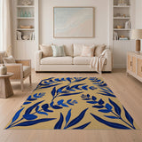 Navy Blue Eucalyptus Leaf Area Rug