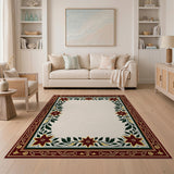 Multi-color and Patterns Ornate Red Floral Border Area Rug