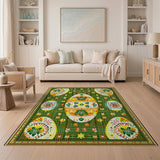 Vibrant Green Easter Egg Floral Area Rug