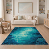 Teal Ocean Currents Coral Reef Area Rug