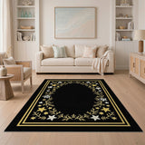 Starry Vine Border Black Area Rug