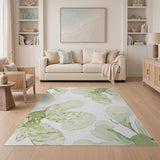 Soft Green Watercolor Floral Area Rug