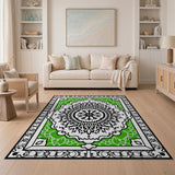 Green Border Persian Mandala Area Rug