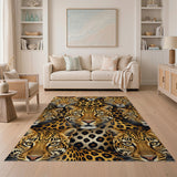 Bold Leopard Faces Pattern Area Rug