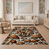 Whimsical Orange Mushroom Cluster Area Rug