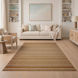 Brown Tan Horizontal Stripe Woven Rug