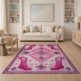 Hot Pink Cowboy Boots Southwestern Rug