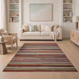 Vibrant Multi-Color Striped Multi-color and Patterns Area Rug