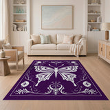 Purple Butterfly Floral Area Rug