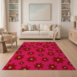 Vibrant Pink Poinsettia Floral Area Rug