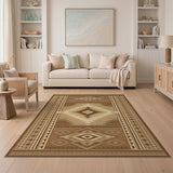 Geometric Brown and Tan Southwestern Geometric Brown Tan Area Rug