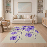 Purple Floral Branch Area Rug