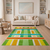Multi-color and Patterns Geometric Modern Vibrant Multi-Color Geometric Grid Area Rug