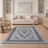 Teal Blue Geometric Southwestern Area Rug