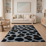 Black Gold Leopard Print Area Rug