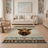 Shaggy Highland Cow Southwestern Rug
