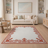 Red Ornate Paisley Border Area Rug