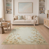 Vintage Floral Vine Beige Area Rug