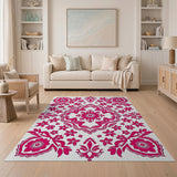 Exquisite Pink Floral Mandala Area Rug