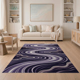 Abstract Area Purple Wave Abstract Area Rug