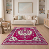 Opulent Pink Persian Medallion Area Rug