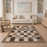 Geometric Modern Brown Tan Geometric Patchwork Area Rug