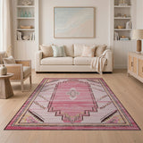Pink Vibrant Pink Southwestern Geometric Area Rug