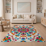 Vibrant Multi-Color Floral Mandala Area Rug