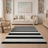 Bold Black White Striped Woven No. 3 Area Rug
