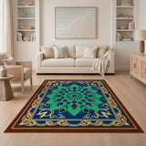 Emerald Peacock Mandala Oriental Rug