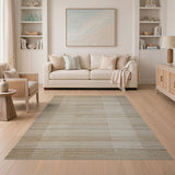 Beige Textured Geometric Stripe Area Rug