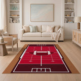 Red Red Football Field Area Rug