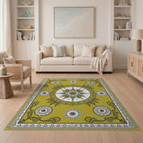 Traditional Persian Golden Sunburst Medallion Area Rug