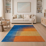 Modern Blue-Orange Halftone Gradient Area Rug