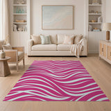Geometric Modern Pink Wavy Abstract Area Rug