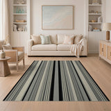 Black and White Bold Vertical Black White Striped Area Rug