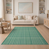 Rustic Farmhouse Green White Gingham Check Area Rug