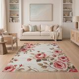 Pink Vintage Pink Rose Border Area Rug
