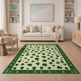 ODIKA Washable Shamrock Green Area Rug - Low Pile Non-Slip St. Patrick's Day Decor