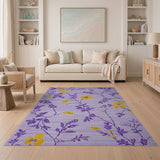 Purple Yellow Floral Branch Area Rug