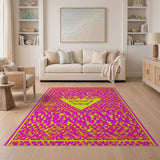 ODIKA Vibrant Pink Yellow Geometric Area Rug