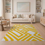 Bold Yellow Geometric Line Art Area Rug