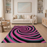 Pink Hypnotic Pink Spiral Area Rug
