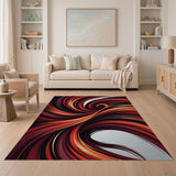 ODIKA Modern Abstract Swirl Area Rug - Washable Low Pile Non-Slip Carpet