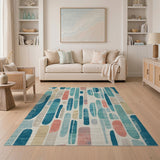 Abstract Area Abstract Blue Teal Organic Shapes Area Rug