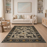 Woodland Bear Moose Silhouette Rug