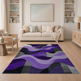 Purple Wave Abstract Purple Area Rug