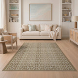 Tan Geometric Diamond Woven Area Rug
