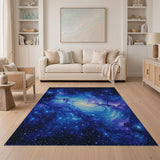 Cosmic Nebula Swirl Blue Teal Area Rug