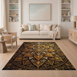 Ornate Gold Mandala Persian Gold and Silver Area Rug